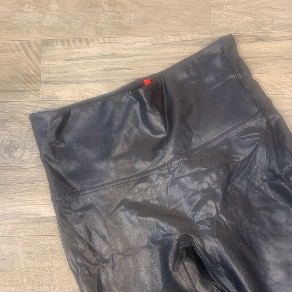 SPANX Faux Leather Shiny Moto Leggings - Picture 9 of 11